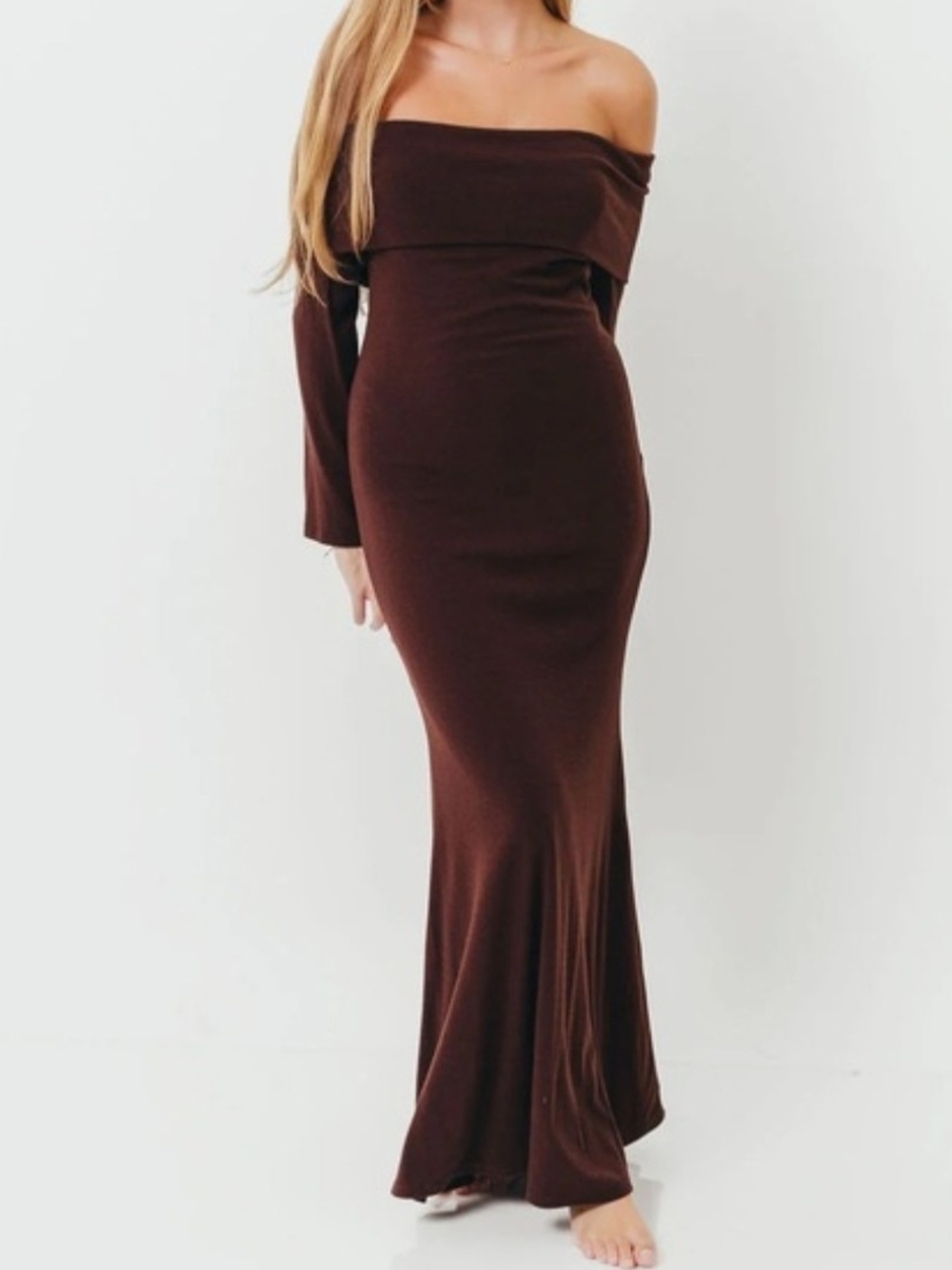 Worth Collective Off-Shoulder Monroe Maxi Dress - Brown